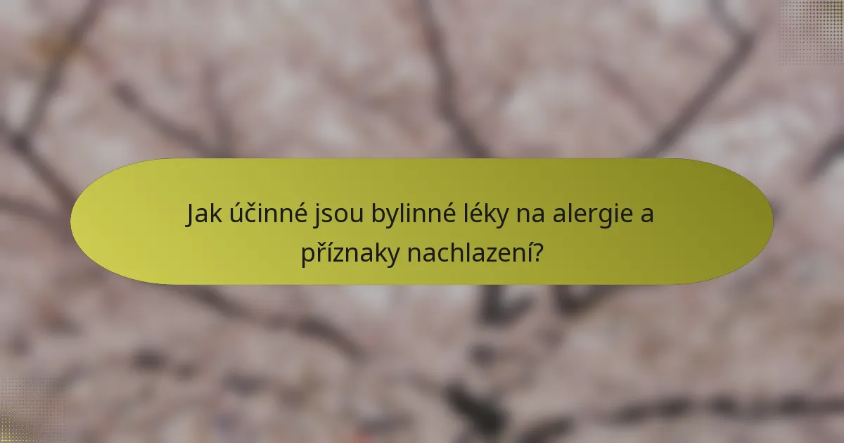 Jak účinné jsou bylinné léky na alergie a příznaky nachlazení?