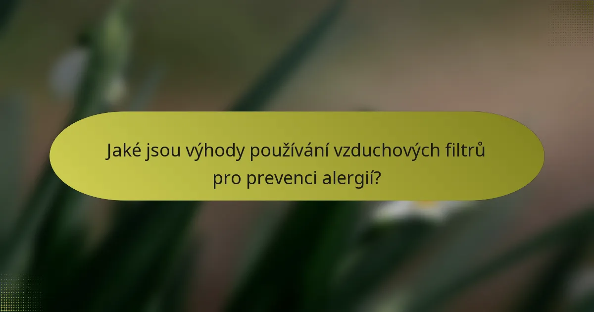 Jaké jsou výhody používání vzduchových filtrů pro prevenci alergií?